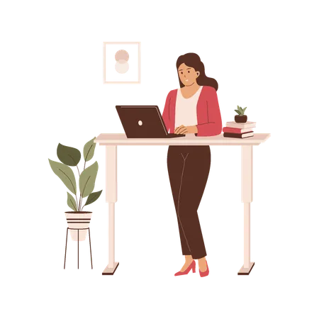 Femme faisant du travail à distance  Illustration