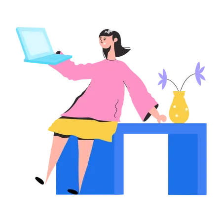 Femme travaillant au bureau  Illustration