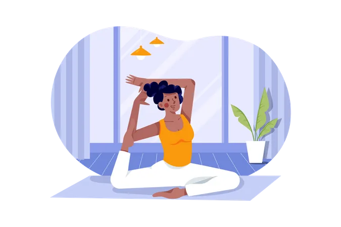 Femme faisant des exercices de yoga  Illustration