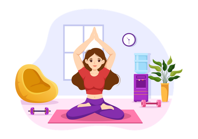 Femme faisant des exercices de yoga  Illustration