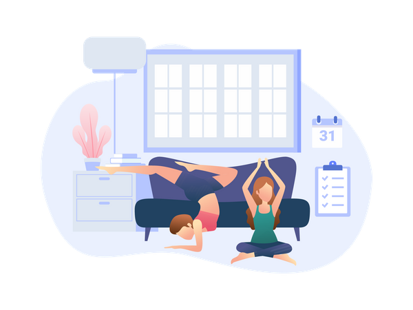 Femme faisant des exercices de yoga  Illustration