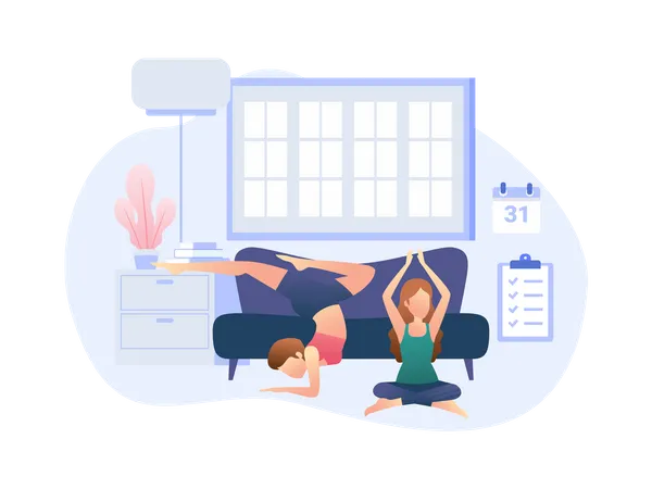 Femme faisant des exercices de yoga  Illustration