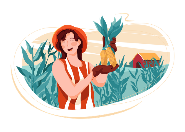 Femme faisant l'agriculture  Illustration