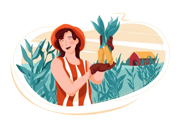 Femme faisant l'agriculture  Illustration