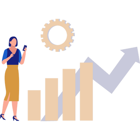 Femme faisant une analyse boursière  Illustration