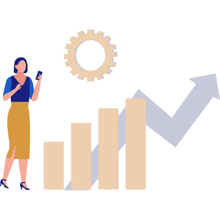 Femme faisant une analyse boursière  Illustration