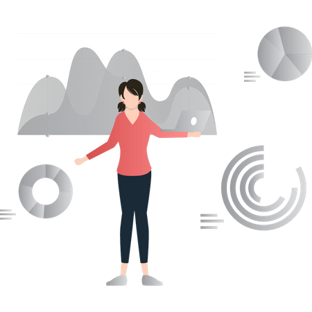 Femme faisant une analyse de données volumineuses  Illustration