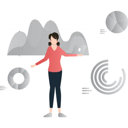 Femme faisant une analyse de données volumineuses  Illustration