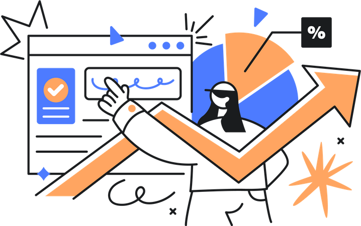 Femme faisant une analyse de croissance  Illustration