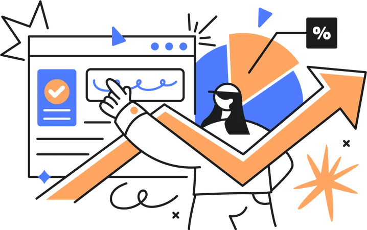 Femme faisant une analyse de croissance  Illustration