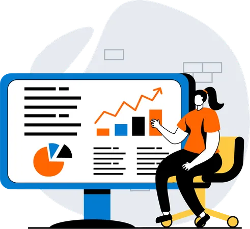 Femme faisant une analyse de données  Illustration