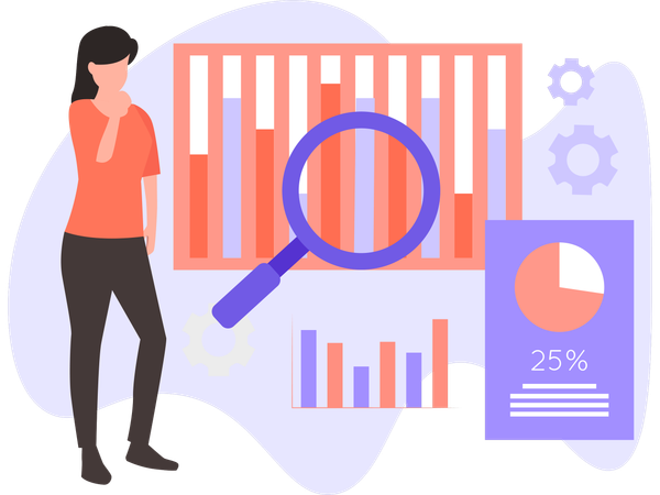 Femme faisant une analyse de données  Illustration