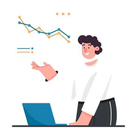 Femme faisant l'analyse des données  Illustration