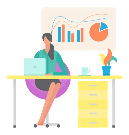 Femme effectuant une analyse de données statistiques  Illustration