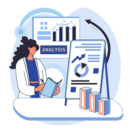 Femme faisant une analyse de marché  Illustration