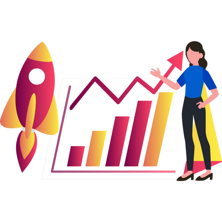 Femme effectuant une analyse de démarrage  Illustration