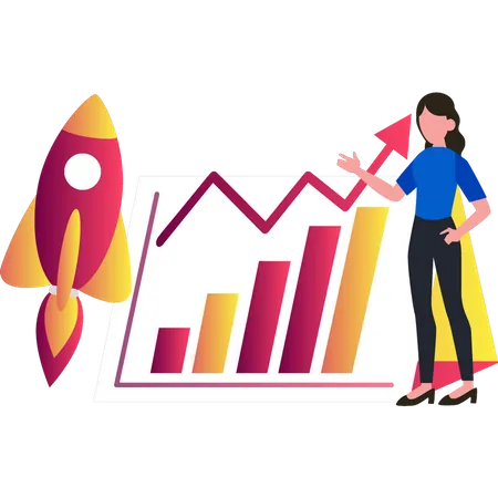 Femme effectuant une analyse de démarrage  Illustration