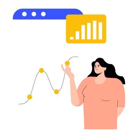 Femme faisant une analyse financière  Illustration