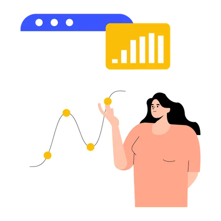 Femme faisant une analyse financière  Illustration