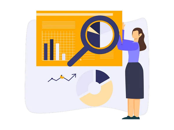 Femme faisant une analyse SEO  Illustration