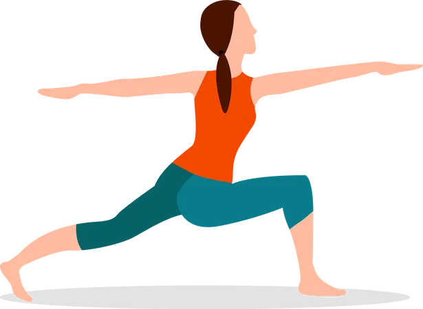 Femme faisant une posture de yoga en forme de croissant et de torsion  Illustration