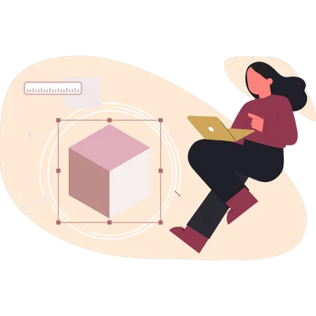 Femme créant une forme en 3D  Illustration