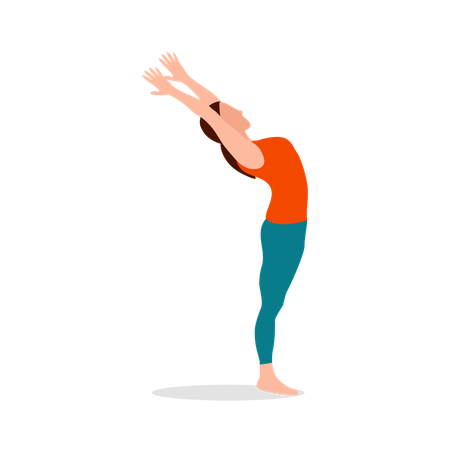 Femme faisant du yoga en posture de montagne, bras levés  Illustration