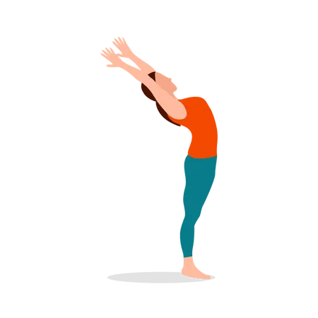 Femme faisant du yoga en posture de montagne, bras levés  Illustration