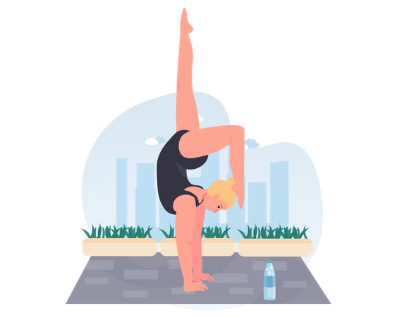 Femme faisant du yoga à trois pattes  Illustration
