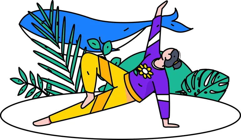 Femme faisant une pose de yoga  Illustration