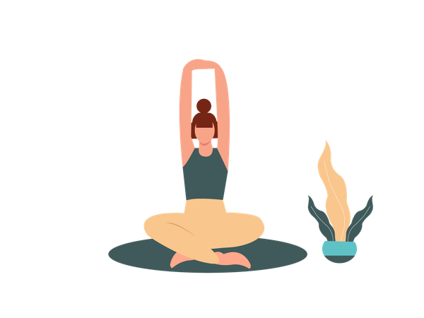 Femme faisant une pose de yoga sur l'arbre  Illustration