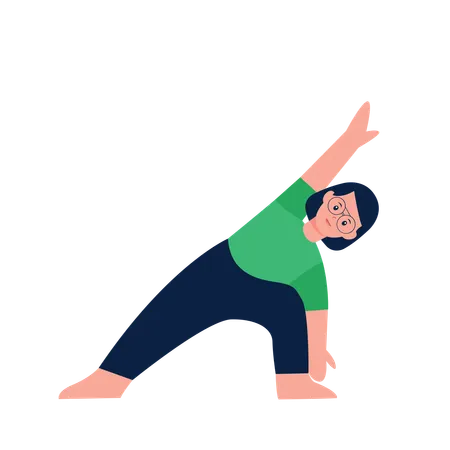 Femme faisant la posture de yoga de l'angle latéral étendu  Illustration