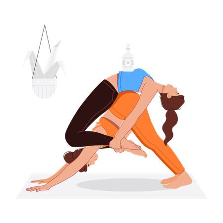 Femme faisant une pose de yoga matinale  Illustration