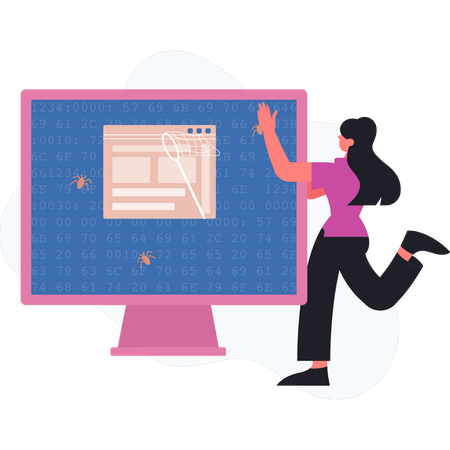 Femme faisant une présentation de site Web  Illustration