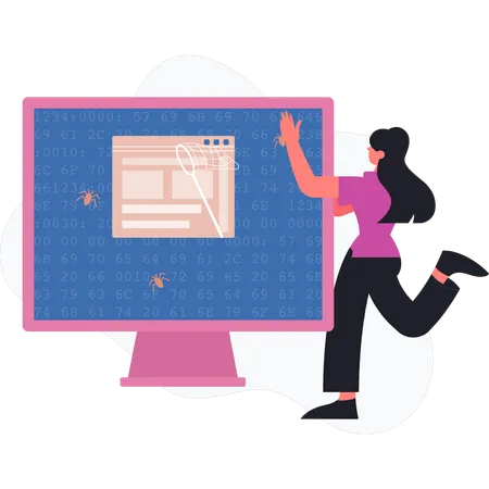 Femme faisant une présentation de site Web  Illustration