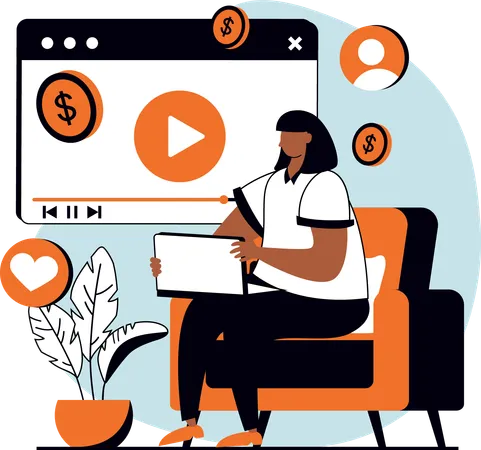 Femme faisant du marketing vidéo  Illustration