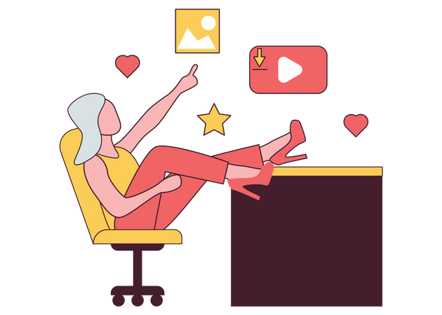 Femme faisant du marketing vidéo  Illustration