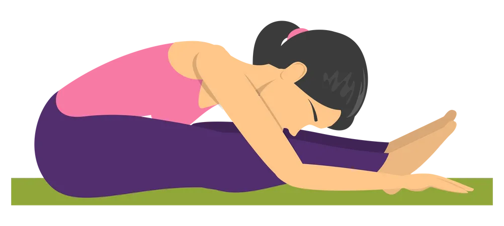 Femme faisant une pose de yoga courbée vers l'avant  Illustration
