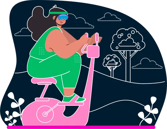 Femme faisant du vélo VR  Illustration