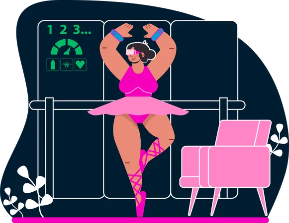 Femme faisant de la danse VR  Illustration