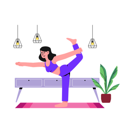 Femme faisant une pose de yoga  Illustration