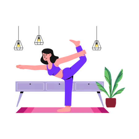 Femme faisant une pose de yoga  Illustration