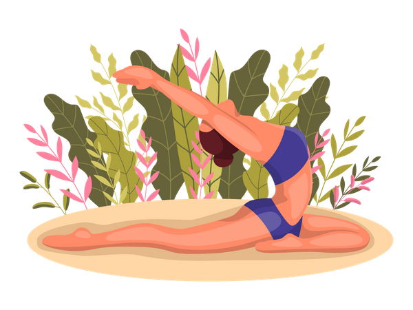 Femme faisant une pose de yoga  Illustration