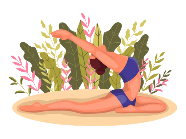 Femme faisant une pose de yoga  Illustration