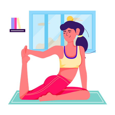 Femme faisant une pose de yoga  Illustration