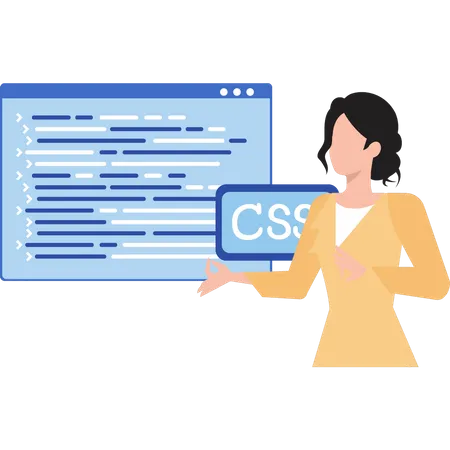 Une femme fait de la programmation CSS  Illustration