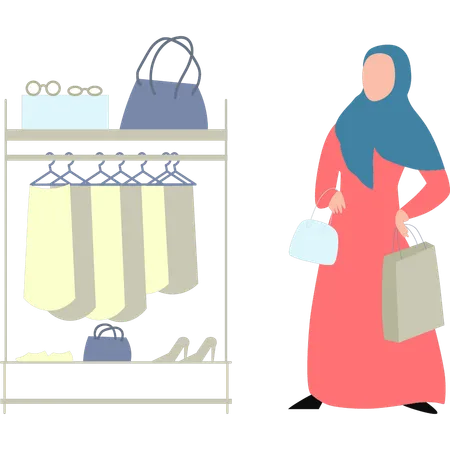 Femme fait du shopping  Illustration