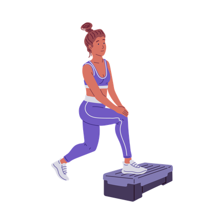 Une femme fait du cardio-training dans une salle de sport  Illustration