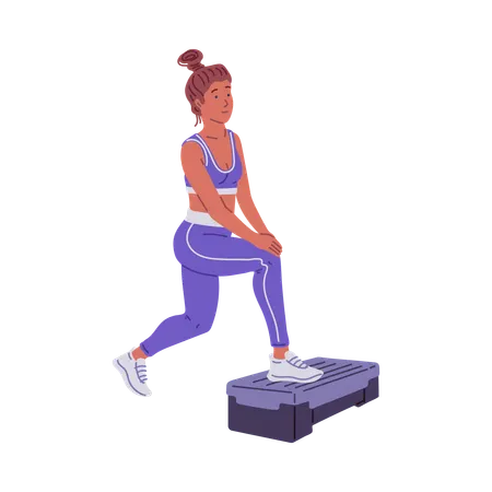 Une femme fait du cardio-training dans une salle de sport  Illustration