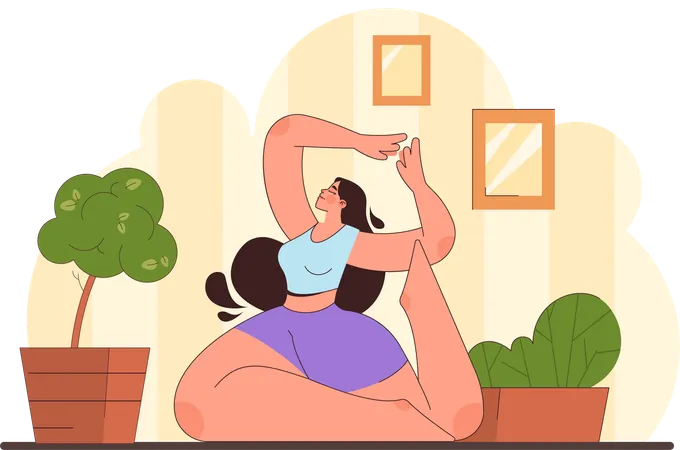 La femme fait du yoga  Illustration